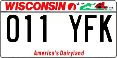 WI license plate 011YFK