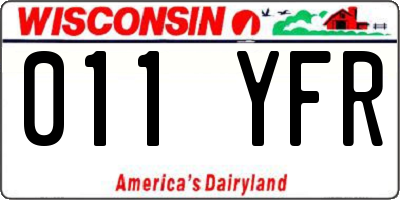 WI license plate 011YFR
