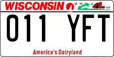 WI license plate 011YFT