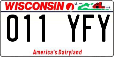 WI license plate 011YFY