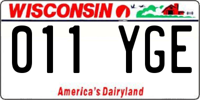 WI license plate 011YGE