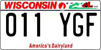 WI license plate 011YGF