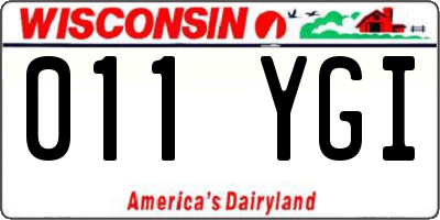 WI license plate 011YGI