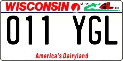 WI license plate 011YGL