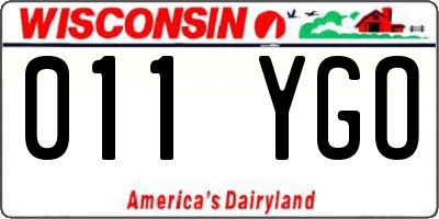 WI license plate 011YGO