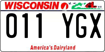 WI license plate 011YGX