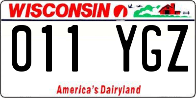 WI license plate 011YGZ