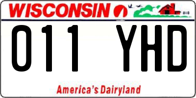 WI license plate 011YHD