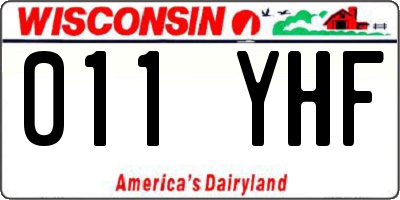 WI license plate 011YHF