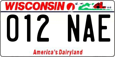 WI license plate 012NAE