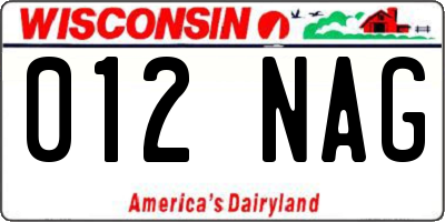 WI license plate 012NAG