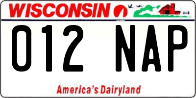 WI license plate 012NAP