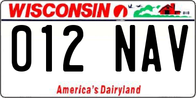 WI license plate 012NAV
