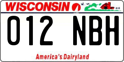 WI license plate 012NBH