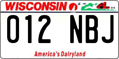 WI license plate 012NBJ