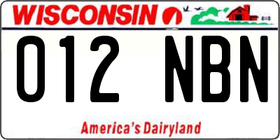 WI license plate 012NBN