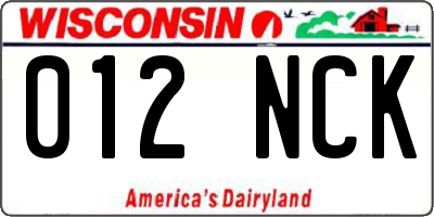 WI license plate 012NCK