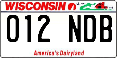 WI license plate 012NDB