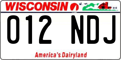 WI license plate 012NDJ
