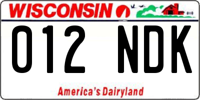 WI license plate 012NDK