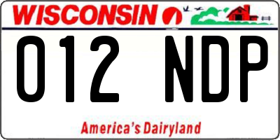 WI license plate 012NDP