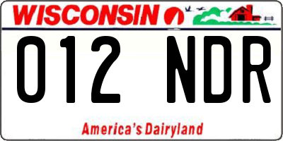 WI license plate 012NDR
