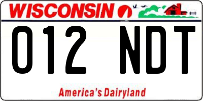 WI license plate 012NDT