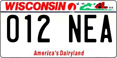 WI license plate 012NEA