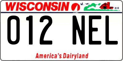 WI license plate 012NEL