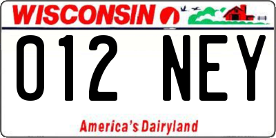 WI license plate 012NEY