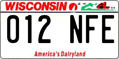 WI license plate 012NFE