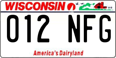 WI license plate 012NFG