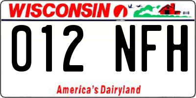 WI license plate 012NFH