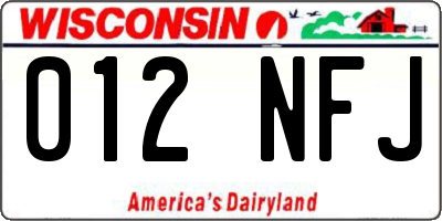 WI license plate 012NFJ