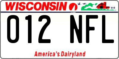 WI license plate 012NFL