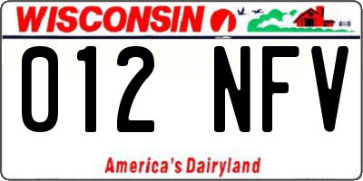 WI license plate 012NFV