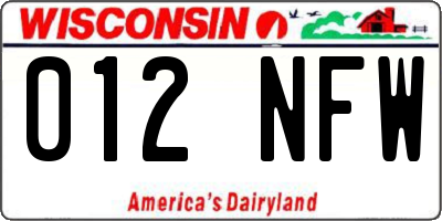 WI license plate 012NFW