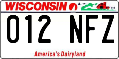 WI license plate 012NFZ