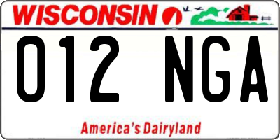 WI license plate 012NGA