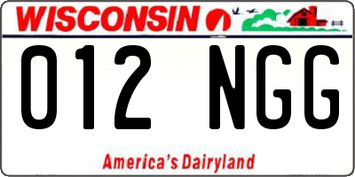 WI license plate 012NGG