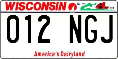 WI license plate 012NGJ