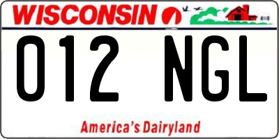 WI license plate 012NGL