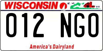 WI license plate 012NGO
