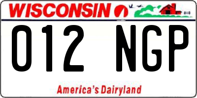 WI license plate 012NGP