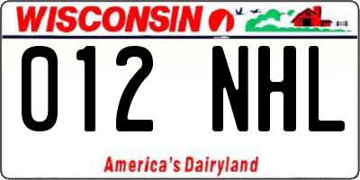WI license plate 012NHL