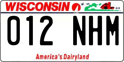 WI license plate 012NHM