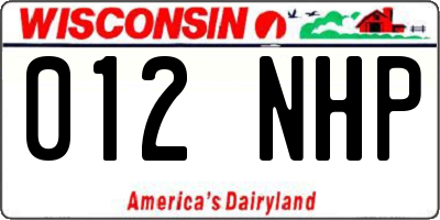 WI license plate 012NHP
