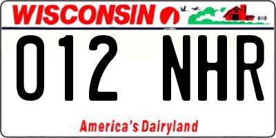 WI license plate 012NHR
