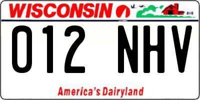 WI license plate 012NHV