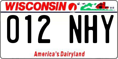 WI license plate 012NHY
